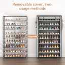 LANTEFUL Shoe Rack with Covers 10 Tier Tall Shoe Rack Organizer Large Capacity Shoe Shelf Storage 40 Pairs Space Saving Free Standing Shoe Storage Organizer for Closet, Entryway, Dorm, Grey