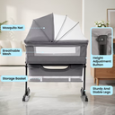 Baby Bassinet Foldable Portable Bedside Crib,Storage Basket breathable mesh,Light Gray
