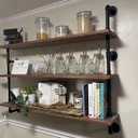 Floating Shelves,Wall Mounted Rustic Wood Shelf,Pipe Shelves,Industrial Pipe Shelving with Real Wood Planks 48 inch Industrial Wall Shelves Hanging Bookshelf Farmhouse Kitchen Bar Shelving (Brown)