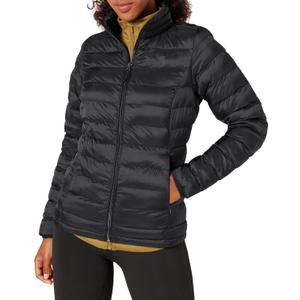 Amazon Essentials Women's Lightweight Long-Sleeve Water-Resistant Packable Puffer Jacket  (Medium, Black)