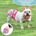 3 x wegreeco Frenchie Dog Diapers Female No Tail Hole,Washable Pet French Puppy Bulldog Diapers Female for Period Heat,Reusable Doggy Doggie Dog Diapers Ocean of Flowers, Medium