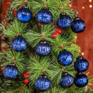 IndianShelf 12 Vintage Mercury Large Christmas Ornaments Royal Blue Unique Glass Balls for Christmas Tree, Halloween, New Year, Valentine Day, Holidays, Event & Wedding Party Decor-2 Inch