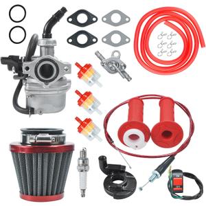 PZ19 Carburetor Carb Air Filter Throttle Handle Grips Cable for 50cc 70cc 90cc 110cc 125cc Tao Tao GK110 Baja SSR Apollo Coolster Chinese Four Wheeler ATV Go Kart CRF50 XL70 Dirt Pit Bike Red