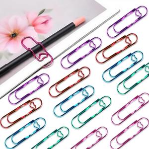 20PCS 2.75'' Colorful Heart Pen Clips and Holders, Metal Pen Clips, Paper Clip Pen Holders for Journal, Planner, Office School Supplies (Blue, Pink, Purple, Green, Red)
