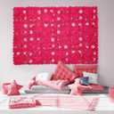 Flower Wall Backdrop 12 pcs 16.5x16.5 Inch Floral Wall Panel Artificial 3D Silk Rose Wall Decor Ideal for Wedding Celebrations, Festive Party Backdrops, and Home Decor-Rose Red