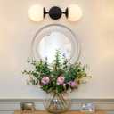 Double Wall Sconce Black Bathroom Light Fixtures, 2 Light Bathroom Vanity Lights, Mid Century Globe Modern Lighting, White Ball Sconces for Bedroom (Exclude Bulb)