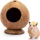 Hamster Hideout Wooden House Coconut Hut Hamster House Bed for Dwarf Gerbil Mouse Mice Rat Small Animals Reptiles