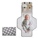 31" X 24.2" Extra Large Lightweight Toddler Diaper Changing Pad with Storage Pockets, Waterproof Foldable Baby Changing Mat Wipeable, Portable Travel Changing Pad for Baby, Car, Diaper Bag (Elephant)