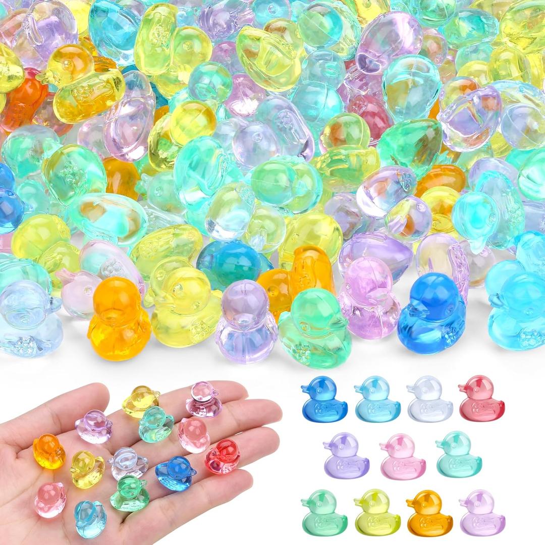 200PCS Small Little Plastic Ducks to Hide Miniature Figures Mini Resin Ducks Bulk Pack for Micro Garden Home Landscape Aquarium DIY Craft Office Desk Decor Vase Filler Gifts Party Favors