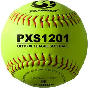 PHINIX Slow-Pitch Split Leather Softballs Professional Quality Practice Competitions (12 Inch, Box of 12)