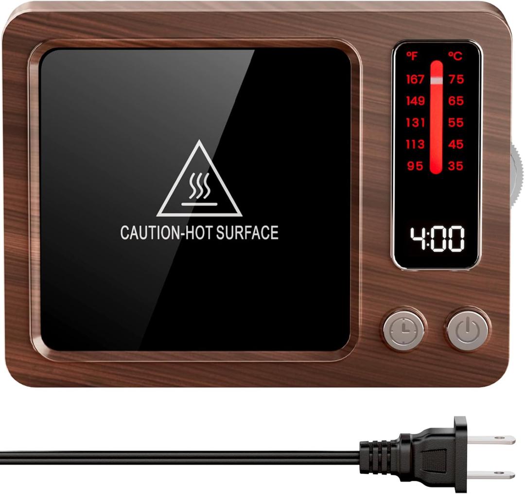 Gaiatop Coffee Mug Warmer, 36W Fast Heating, 5 Temp Settings, 0.5-9H Timer, for Water Milk Tea Cocoa, Smart Candle Warmer, Ideal Gifts for Family, Mom, Fits Most Cups - Wood