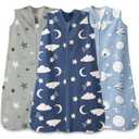 Baby Sleep Sack 0-6 Months,100% Cotton TOG 0.5 Wearable Blanket for Newborn and Infant, 3 Pack 2-Way Zipper Lightweight Sleeping Bags for Toddler