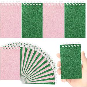 24 Pcs Pink and Green Mini Notepads Bulk Magical Wizard Party Favors Glitter Cover Spiral Notebooks Princess and Witch Party Favors for Birthday Gift School Classroom Rewards Supplies