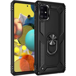 Dionsibei Military Grade Drop Impact for Samsung Galaxy A51 5G Case 360 Metal Rotating Ring Kickstand Holder Armor Heavy Duty Shockproof Cover for Galaxy A51 5G Phone Case (Black)