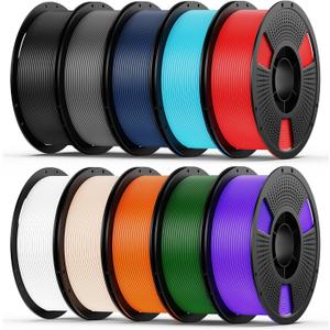 Elite PLA+ 3D Printer Filament 10kg Bundle, Multicolor Pack, 1kg*10