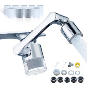 ATQ Water Filter for Sink Faucet Extender Aerator, Reduce Chlorine 1080 Rotating 2 Modes Spray Attachment for kitchen/Bathroom/Toddlers, 9pcs Filter (Aerator1080)