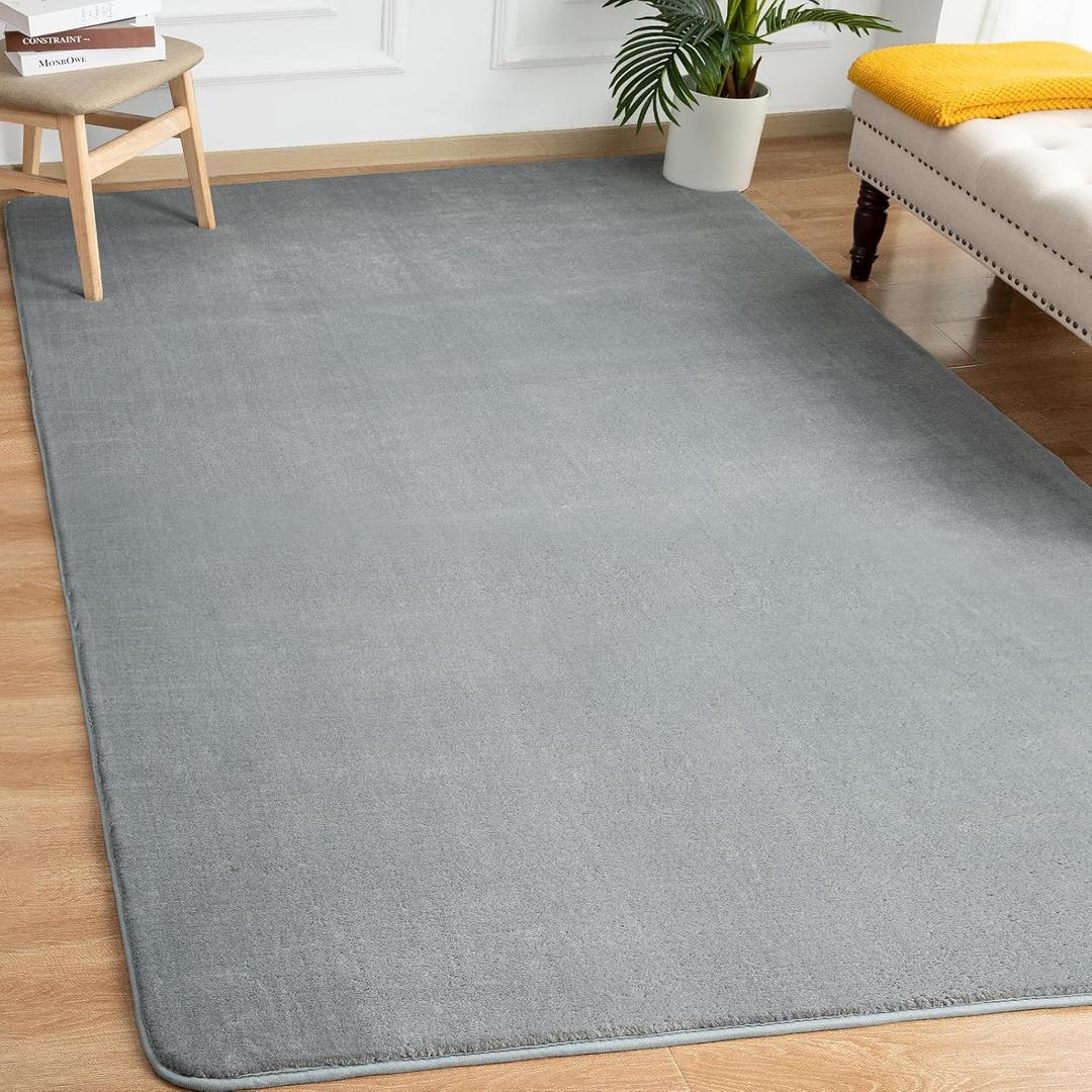 Andecor Soft Area Rug, 4x6 Grey Washable Rugs for Living Room Bedroom, Indoor Fluffy Carpets for Dorm Boys Girls Kids Room Nursery Home Decorations