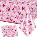 3 Pcs Valentine's Day Tablecloth Pink Heart XOXO Love Table Cover Disposable Party Table Decoration for Girls Night Galentine's Day Party