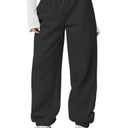 HeSaYep Women's Fleece Lined Sweatpants Thermal Winter High Waisted Sweat Pants Interior Drawstring Baggy Athletic Joggers Pants with Pockets Black L
