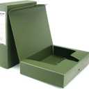 HUA JIE 2 Pack A4 Storage File Boxes Archives Case,65mm Spine,Box File Document Storage Box with Metal Clip for Office School -Green