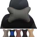 Car Neck Pillows Both Side Pu Leather 2pieces Pack Headrest Fit for Most Cars Filled Fiber Universal Car Pillow (Grey)