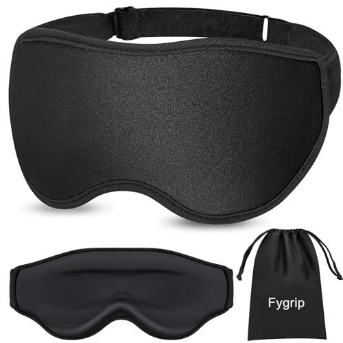 Fygrip 3D Eye Mask Sleep Mask for Men & Women, 100% Pressure-Free & Light Block-Out Eye Mask for Sleep with Easy Adjustable Strap, Night Eye Cover for Travel, Black