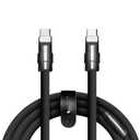 Black Chubby - Special Black Samurai Edition Durable 240W Fast Charging Cable Ultra-Thick Silicone USB C Cable for iPhone 16/15 Series iPad MacBook Galaxy Series, Type C to Type C, 0.32FT