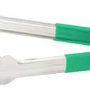 Winco 9" Stainless Steel Serving Tongs with Non-Slip Handle, Green