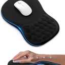 Ergonomic Mouse Pad with Wrist Rest, Slope Design Memory Foam Support, Smooth Lycra Surface, Non-Slip PU Base, Comfortable Mouse Mat for Office, Home, Computer Desk (Black)