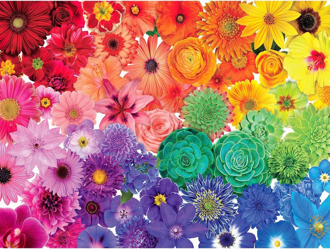 Jigsaw Puzzles for Adults 1000 Pieces, Rainbow Flowers Puzzle Game Large 1000 Pieces Artwork for Adults Teens Family - 27.6X 19.7IN (Flower)