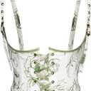 Scarlet Darkness Corset Belt for Women Renaissance Underbust Corset Floral Lace Up Boned Waist Belts (White, 10)