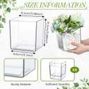 Tioncy 6 Pieces 6 x 6 Acrylic Square Vases for Centerpieces Clear Plastic Vase Cube Flower Vase Bulk for Wedding Centerpieces Home Office Floral Plant Succulent Pots Planters