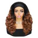 Quantum Love Yaki Curly Headband Wigs for Black Women Kinky Straight Ombre Brown Headband Curly Ends Synthetic Wear and Go Glueless Half Wig with Headbands Attached