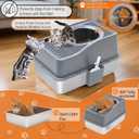 Top Entry Cat Litter Box with Lid, Stainless Steel Enclosed Cat Kitty Litterbox, Top Loading Large Metal High Side Litter Pan Tray Box Enclosure Easy Cleaning Anti-Leakage