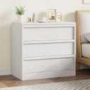 3 Drawer Nightstand for Bedroom, 30in Tall Small End Side Table with Large Storage & Anti-Tip Design, Modern Bedside Table Organizer for Living Room, Entryway - White