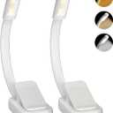Book Light,Reading Lights for Books in Bed,AAA Battery Clip-On Led Reading Light with 3 Colors & Stepless Dimming,Portable and Ultra-Lightweight with Long Runtime(2P WH)