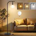 Marlrin Industrial Metal Floor Lamp with Acrylic Shade, 12W LED Bulb Standing Lamp for Living Room with 3 Color Temperatures, 65" Light with Foot Switch for Bedroom Reading(Black,3000K-4000K-6500K)