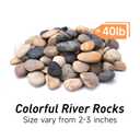Pulovin 40 lbs River Rocks for Landscaping, 2"-3" Decorative Garden Stones for Plants, Flower Pots, Vase, Walkways, Yard, Natural Rocks for Aquarium, Fish Tank
