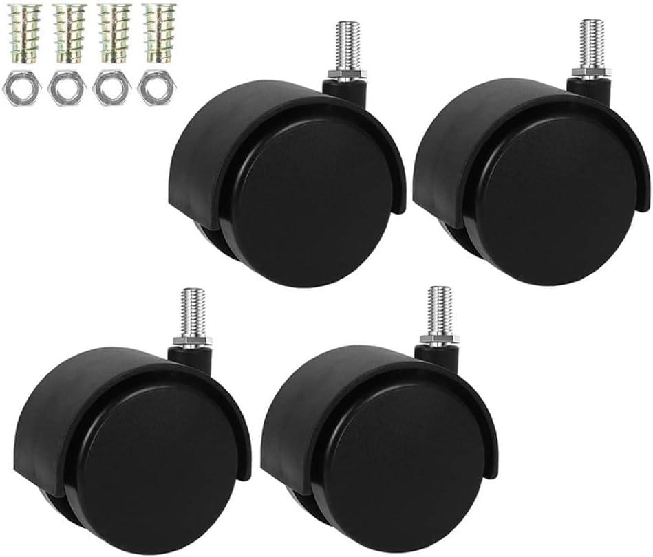 Norgail 1.5 Inch Swivel Caster Wheels Nylon 360 Degree Threaded Stem Caster Wheel, M8 x 13mm, 100lb Total Capacity, Pack of 4