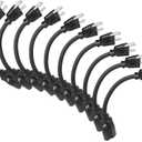 DEWENWILS 10 Pack Short Extension Cord, 1 Foot Power Cord, 16 AWG SJTW Weatherproof Extension Cable for Indoor Outdoor Use, 3 Prong Grounded Outlets Plugs, NEMA 5-15P to NEMA 5-15R, Black, UL Listed