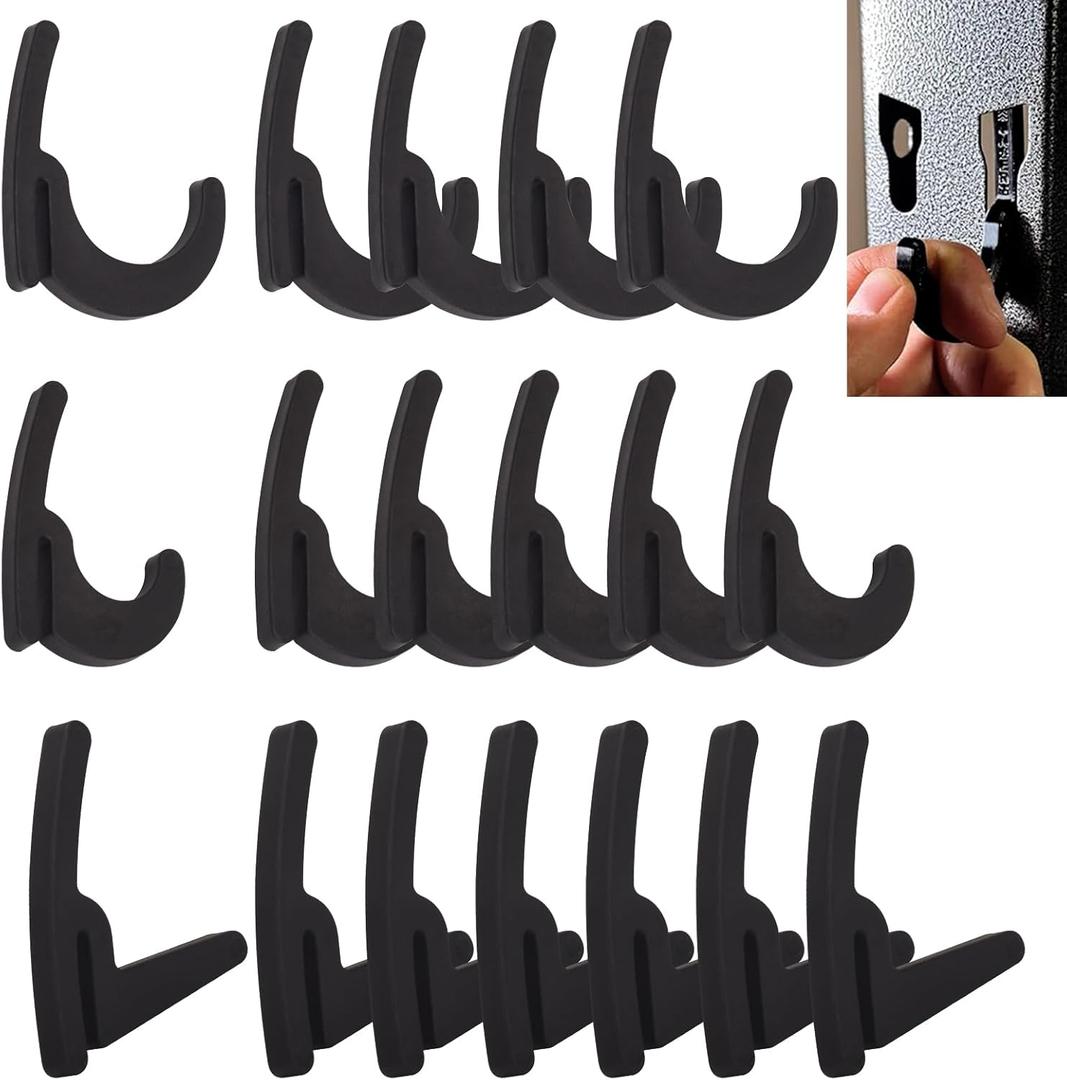 Universal Hooks for Garage Shelving and Industrial Storage Racks Compatible with Keyhole Slots, Including J&L Heavy-Duty Hooks for Garage Shelving - UV-Resistant, Holds up to 40 lbs.