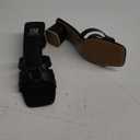 SM New York Jordan NIB Strappy Black Brown Heeled Sandals Open Toe Block Heel Womens, 6,5 Size