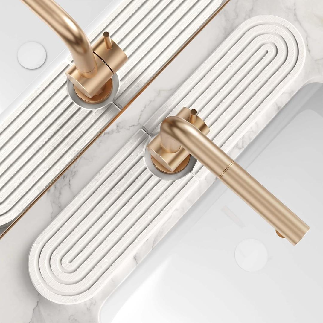 Diatomite Sink Splash Guard - DryingNeat Kitchen Faucet Mat, Instant Dry Water Absorbing Stone Tray for Sink, Durable Protector for Kitchen Bathroom Counter [Light Grey, 17.7" x 3.9"]