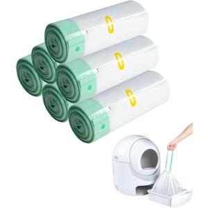 ANWA 120 Count Cat Litter Box Liners for Automatic Cat Litter Box and Litter Box Robot 4/3, Heavy-Duty, Extra Thick, Economy Bulk Pack (White)