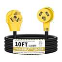 Strightinc 10FT 3 Prong Dryer 30A 10-30P to 10-30R / EV Extension Cord Level 2 EV Charging Model 3/ X/ Y/ S 125V/ 250V STW 10 Gauge Heavy Duty Extension Cord Yellow Plug