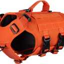 ICEFANG GN3 Tactical Dog Harness with 6X Buckle,Dog Molle Vest with Handle,3/4 Body, Hook and Loop Panel for ID Patch,No Pulling Front Clip (S (Neck 14"-18"; Chest 22"-27"), Safety Orange)
