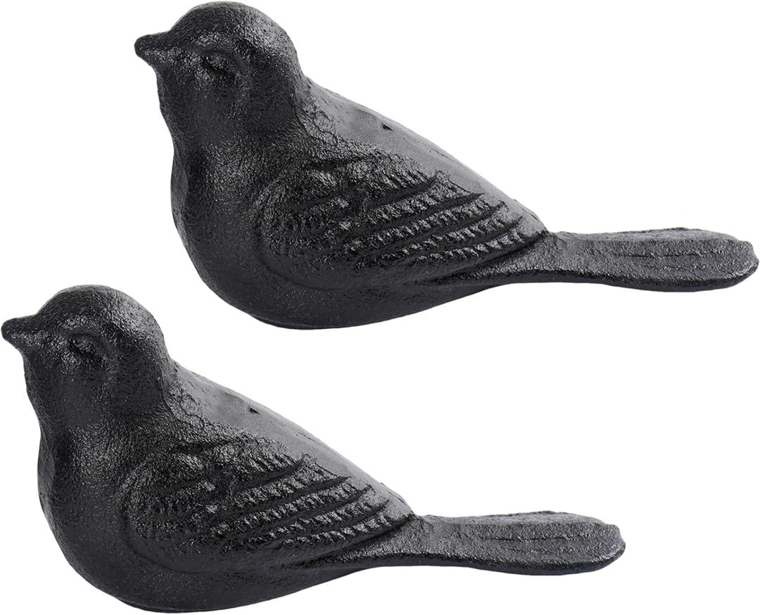 Notakia Cast Iron Heavy Duty Door Stopper - Avoid Drilling Holes with Handle Metal Antique Decorative Vintage Rustic Door Stopper for Office, Home， Bedroom and Exterior Doors (Black Bird, 2 Pack)
