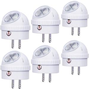 Emotionlite Plug-in Night Lights, Warm White LED Nightlight, 360 Rotation, Dusk to Dawn Sensor, Kids, Adult, Bedroom, Hallway, Bathroom,Kitchen, Stairways, Corridor, 6 Pack