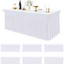 Smiry Spandex Tablecloth 6 Pack, Elastic Fitted Stretch Tablecloth for 6FT Rectangle Tables, Waterproof Washable Table Cover Skirt for Wedding, Banquet & Parties (White, 72Lx30Wx30H Inch)