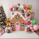 Christmas Balloon Garland Arch Kit 126Pcs Large Gingerbread Man Cane Foil Red Green Lollipop Candy & Mint Pink Cocoa Balloons for Xmas New Year Party Decorations